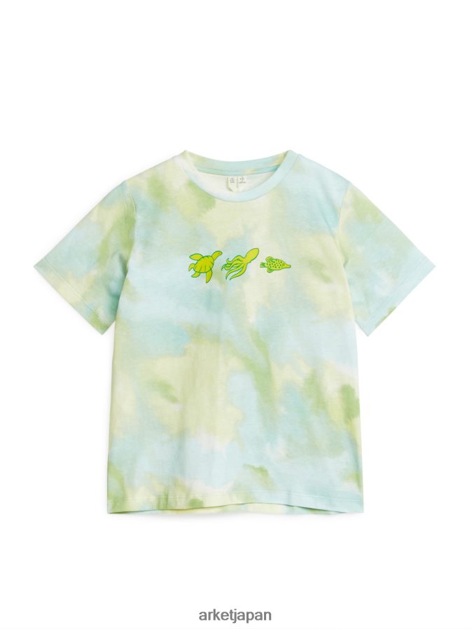 ARKET プリントTシャツ 子供たち ターコイズ/タイダイ 080DVR1454 衣類