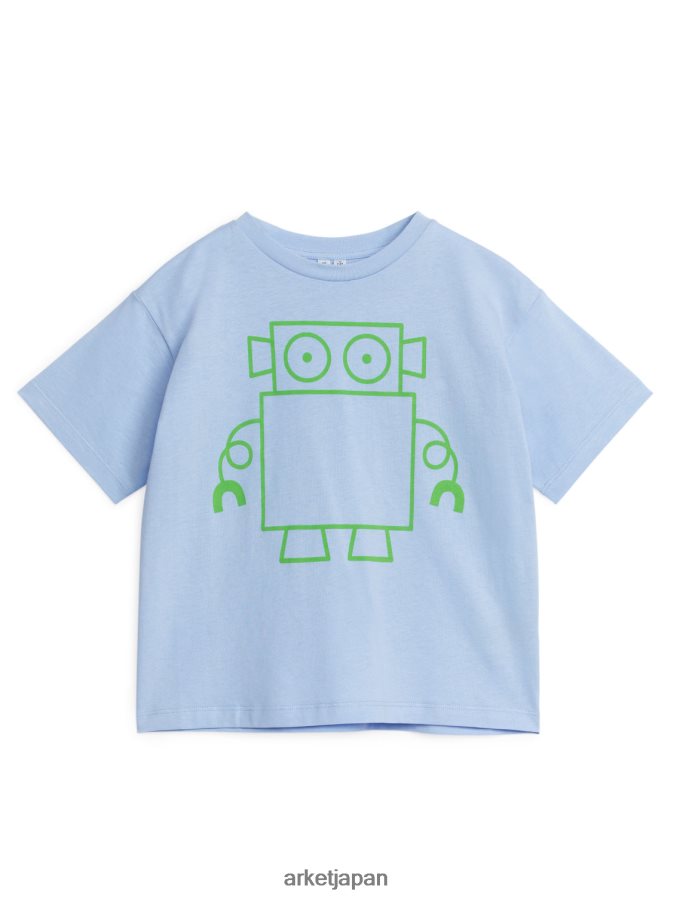 ARKET オーバーサイズTシャツ 子供たち ライトブルー/ロボット 080DVR1457 衣類