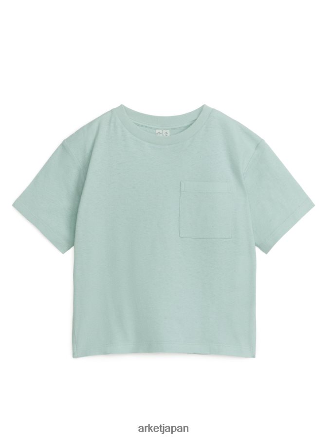 ARKET ルーズフィット リネンブレンド Tシャツ 子供たち ミントグリーン 080DVR1461 衣類