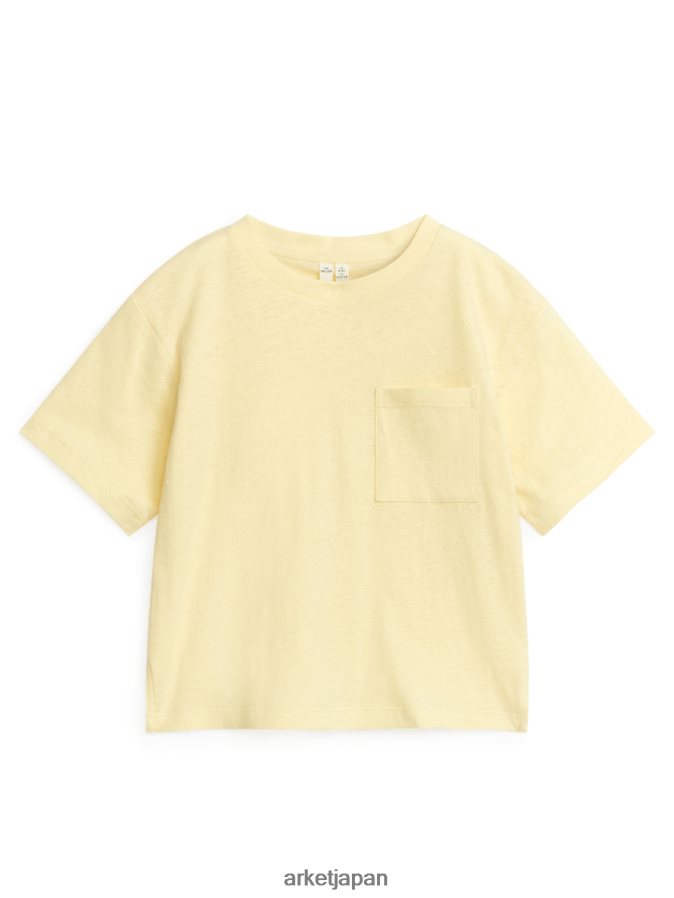 ARKET ルーズフィット リネンブレンド Tシャツ 子供たち ダスティイエロー 080DVR1479 衣類