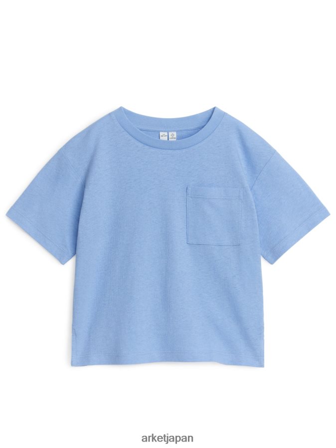 ARKET ルーズフィット リネンブレンド Tシャツ 子供たち ライトブルー 080DVR1481 衣類