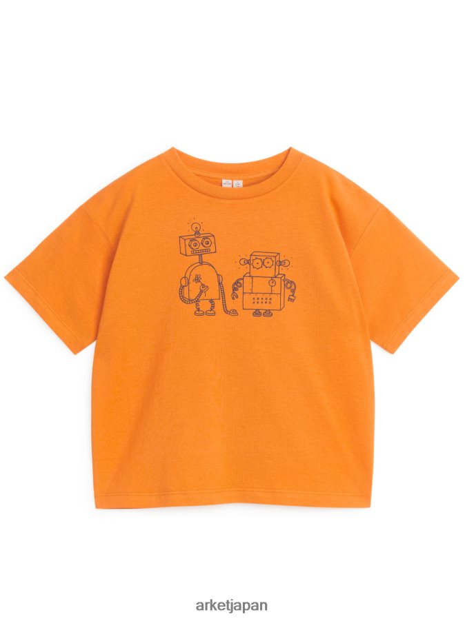 ARKET オーバーサイズTシャツ 子供たち オレンジ/ロボット 080DVR1482 衣類