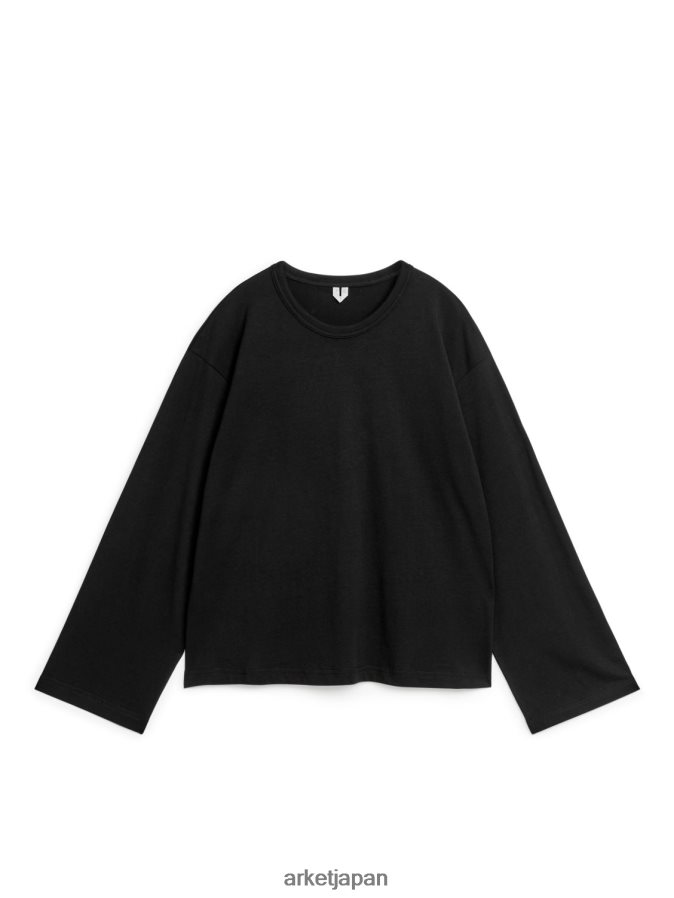 ARKET オーバーサイズTシャツ 女性 黒 080DVR353 衣類