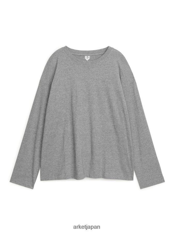 ARKET オーバーサイズ ピマコットン Tシャツ 女性 グレーメランジ 080DVR379 衣類