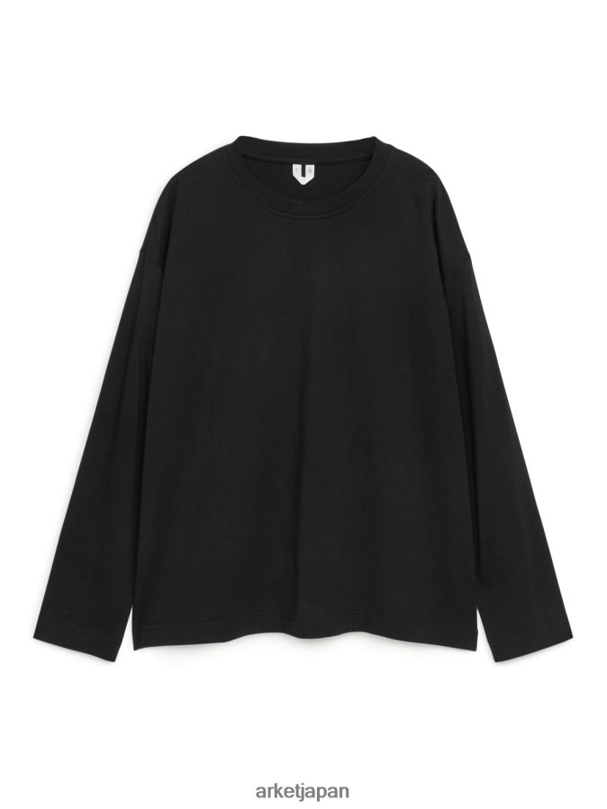 ARKET オーバーサイズ ピマコットン Tシャツ 女性 黒 080DVR388 衣類