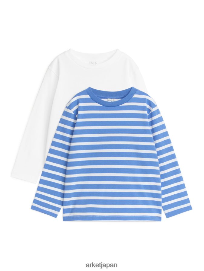 ARKET 長袖Tシャツ2枚セット 子供たち 白青 080DVR1504 衣類